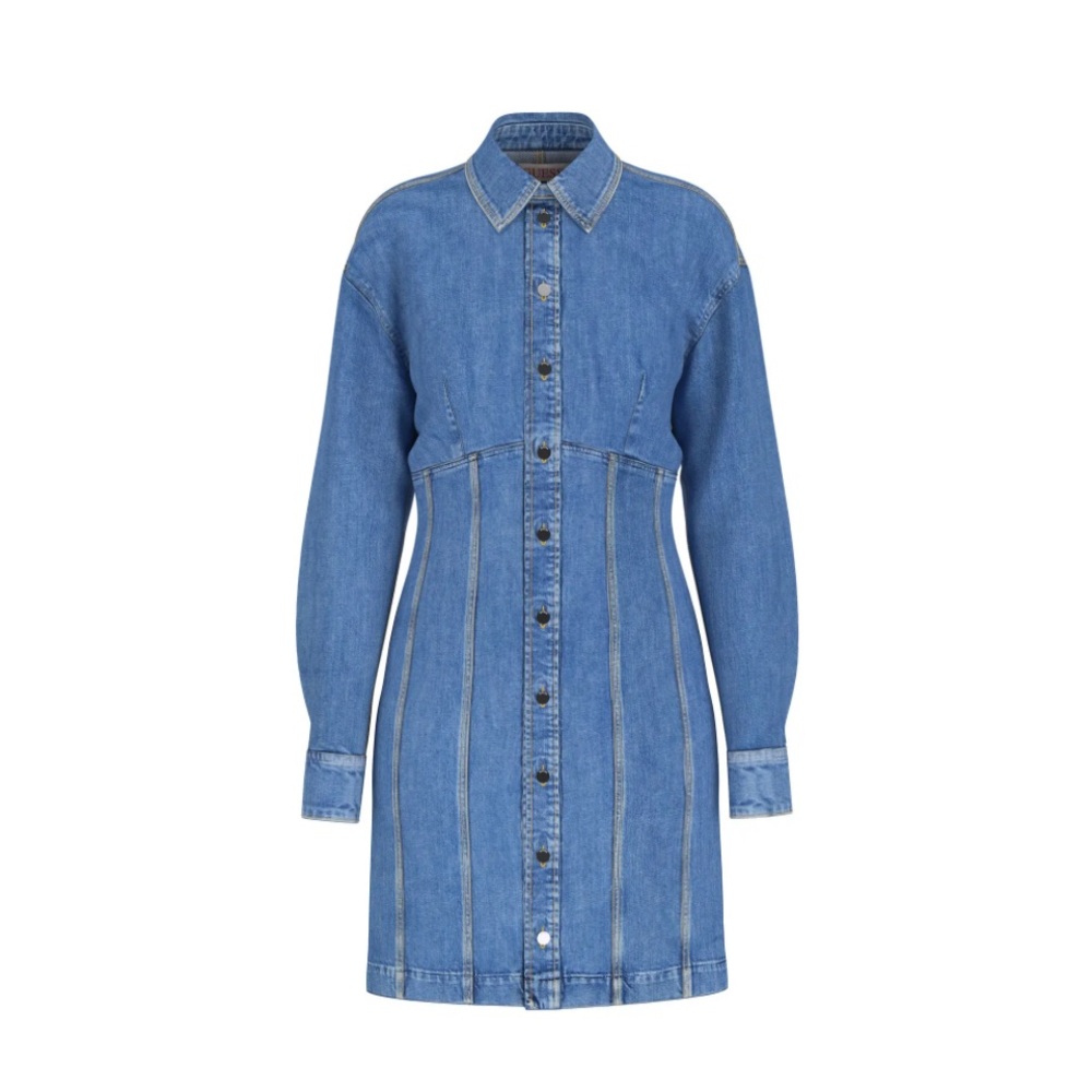 Guess Blue Long Sleeve Denim Dress